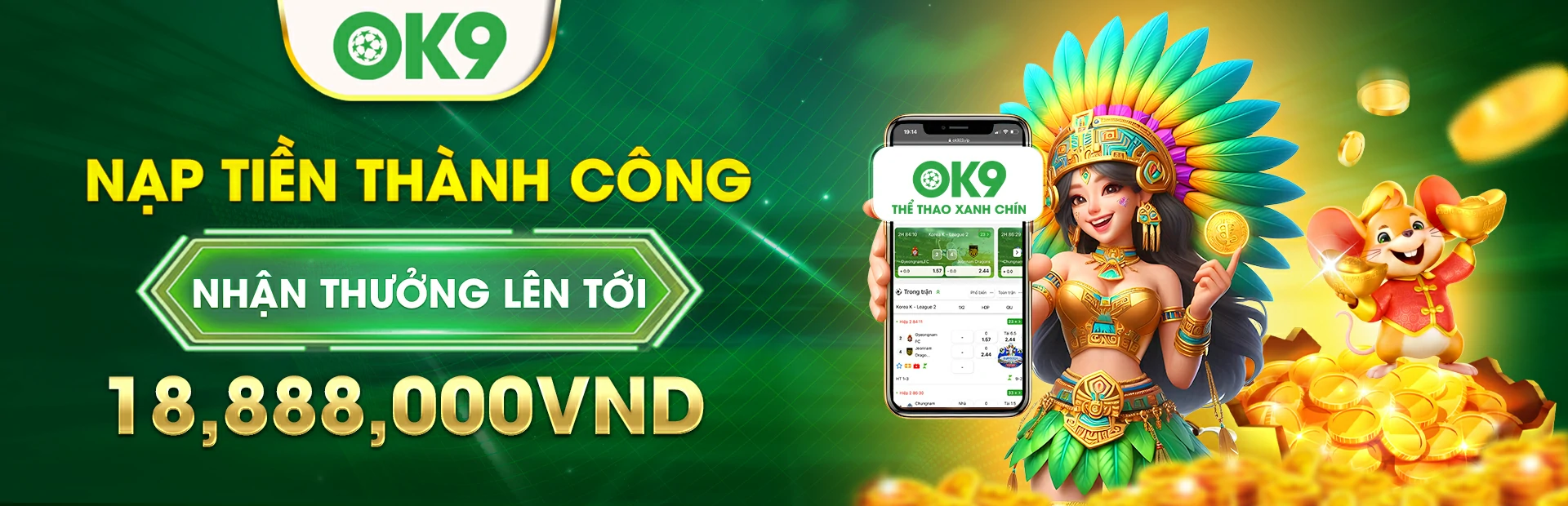 Banner nạp tiền lần đầu tại OK9